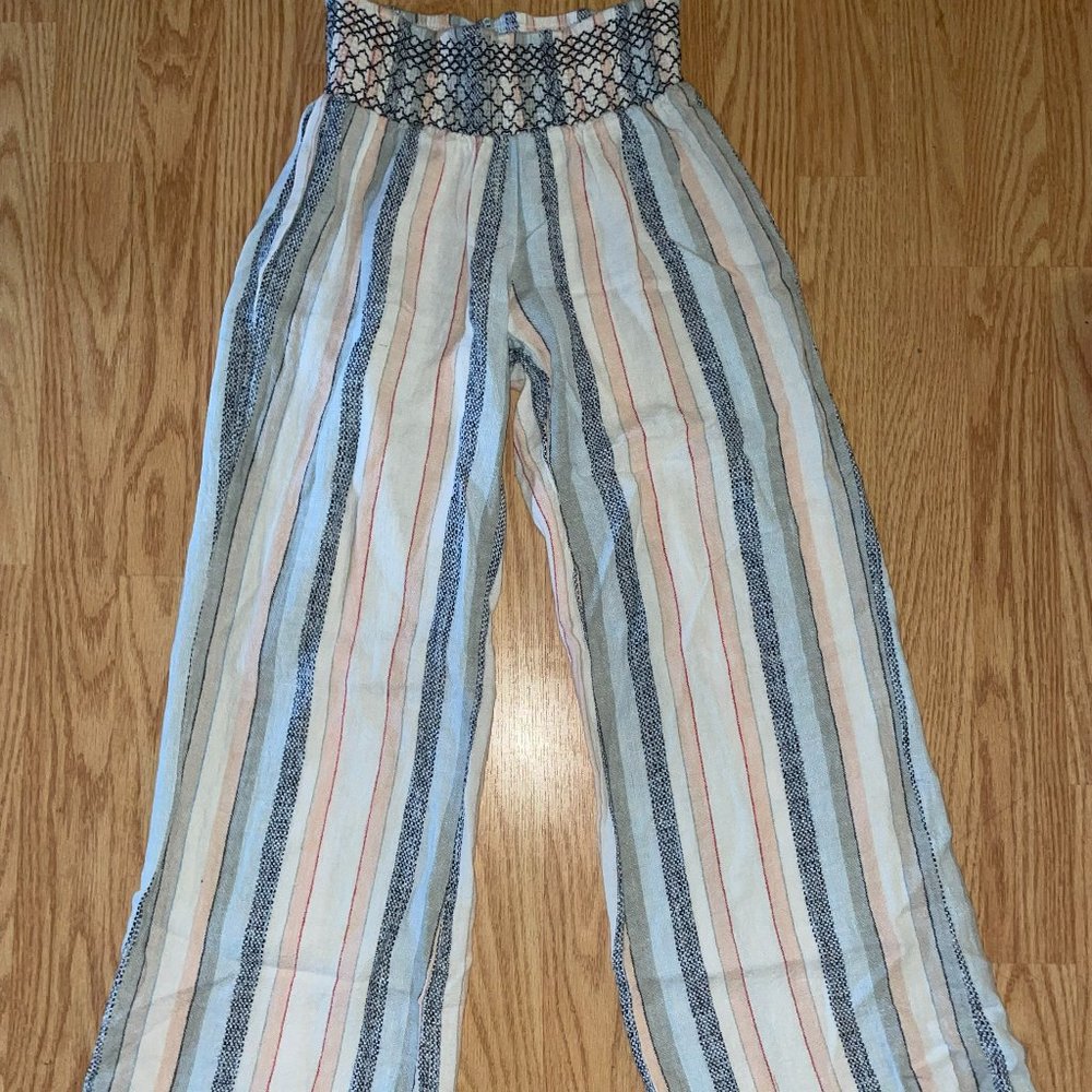Flowy striped linen pants